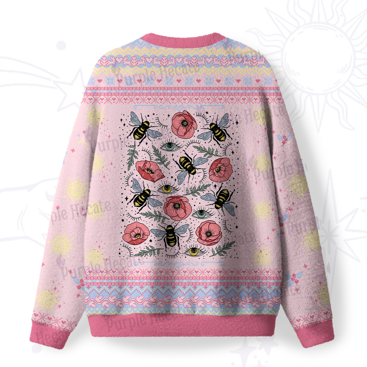 Purplehecate The Bee's Knees Fuzzy Ugly Christmas Sweatshirt