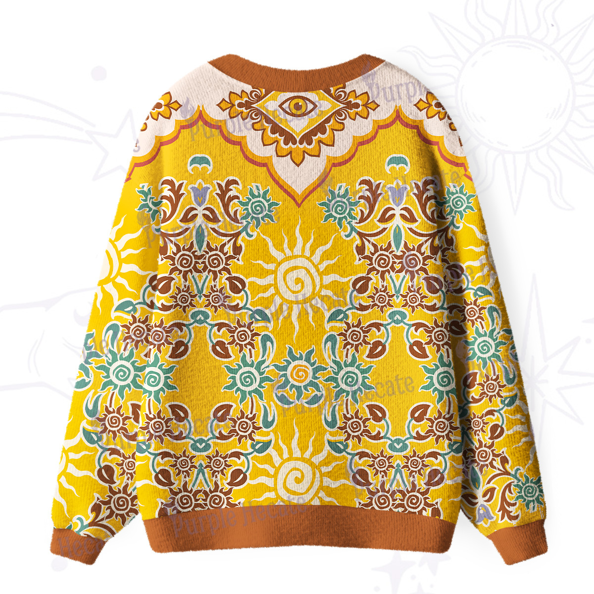 Purplehecate Solar Whispers Witch Ugly Cardigan Sweaters