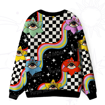 Purplehecate Enchanted Eye Blossom Ugly Cardigan Sweaters