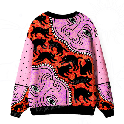Purplehecate Cats for the Devil’s Feast Ugly Cardigan Sweaters