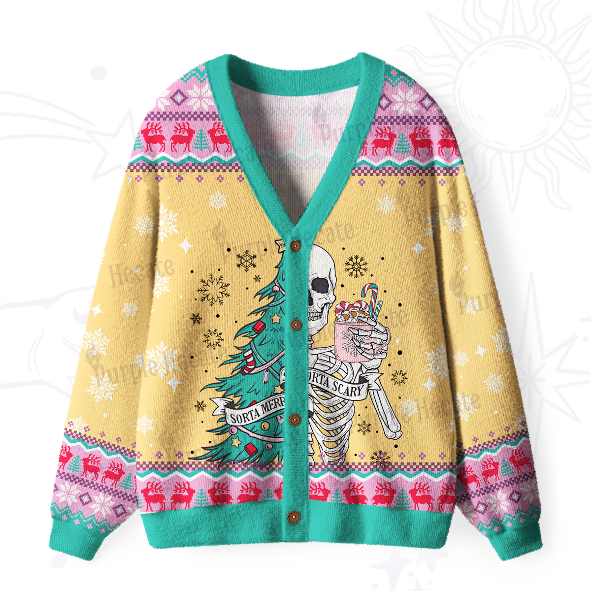 Purplehecate Sorta Merry Sorta Scary Christmas Ugly Cardigan Sweaters