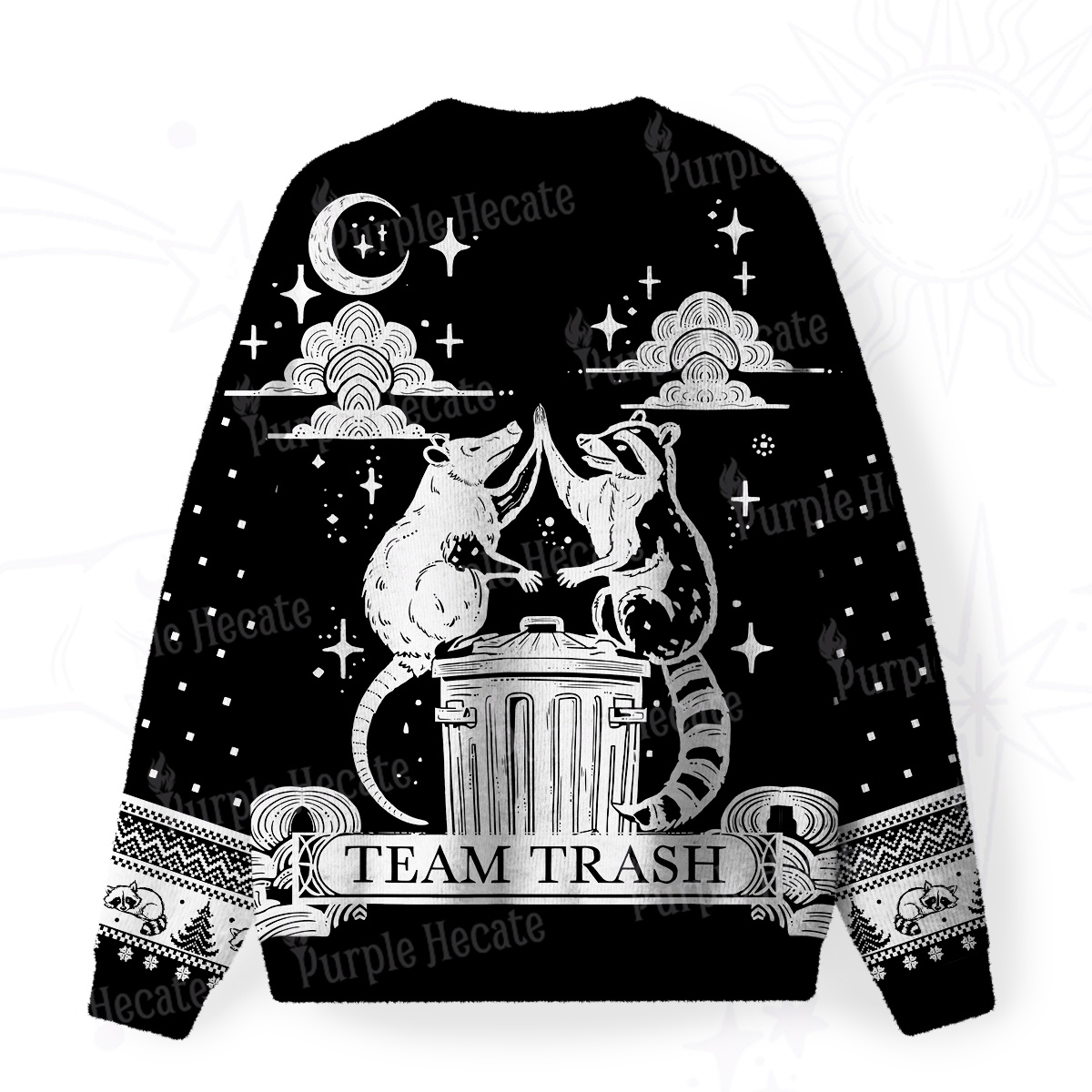 Purplehecate The Team Trash Tarot Fuzzy Ugly Christmas Sweatshirt