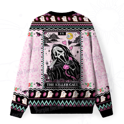 Purplehecate Purplehecate The Killer Call Tarot Fuzzy Ugly Christmas Sweatshirt