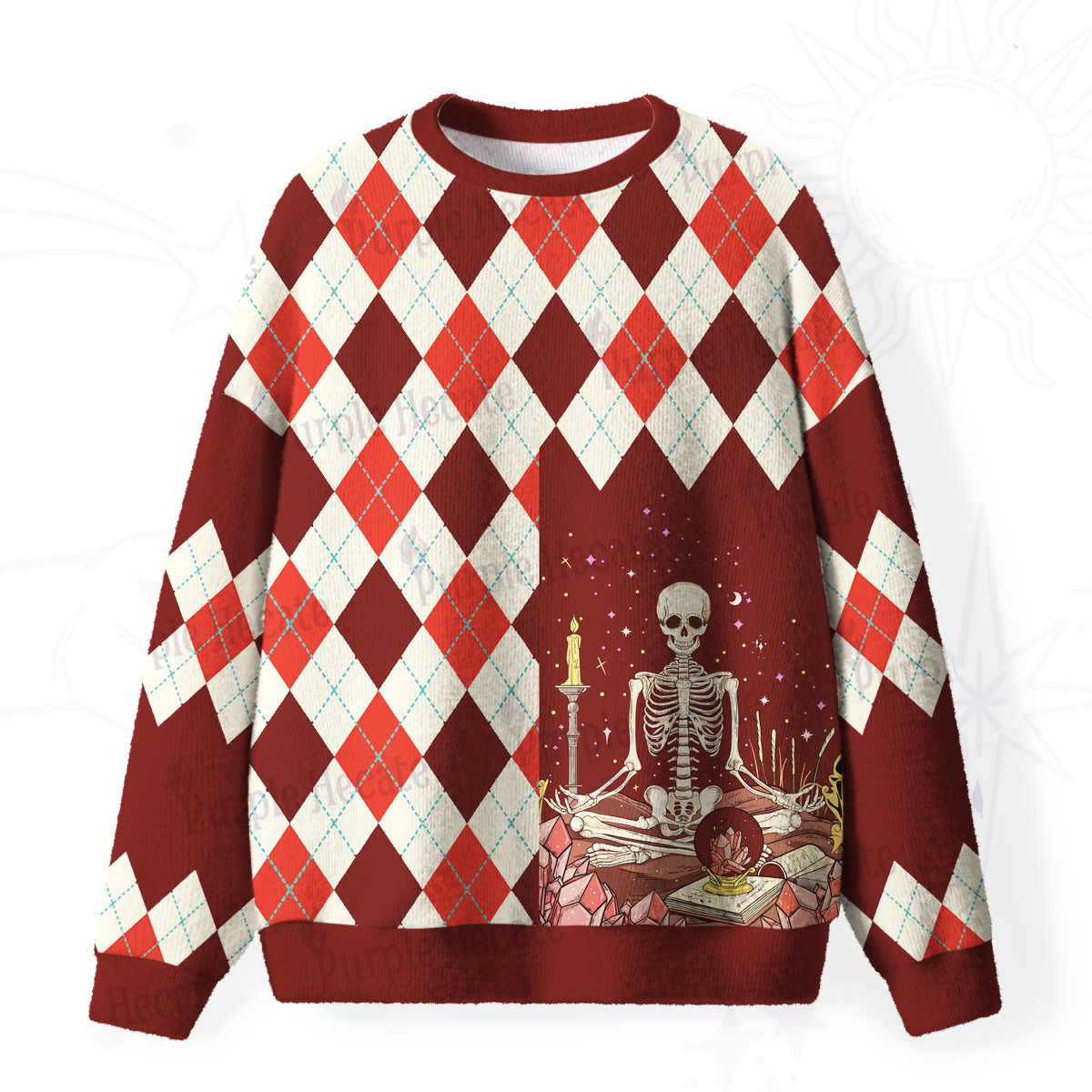 Purplehecate The Audacity Tarot Card Fuzzy Ugly Christmas Sweatshirt