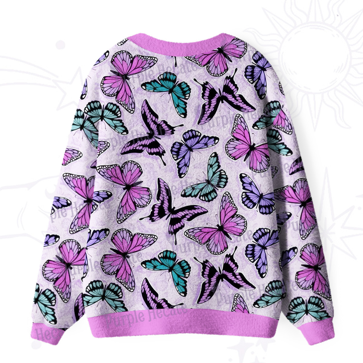 Purplehecate Whimsical Butterfly Ugly Cardigan Sweaters