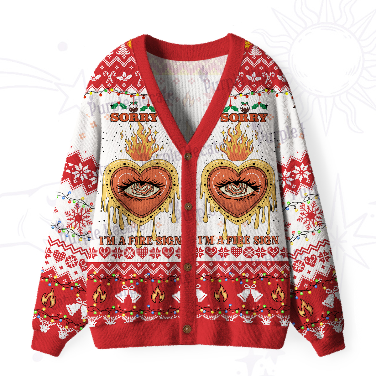 Purplehecate Sorry I'm A Fire Sign Ugly Cardigan Sweaters