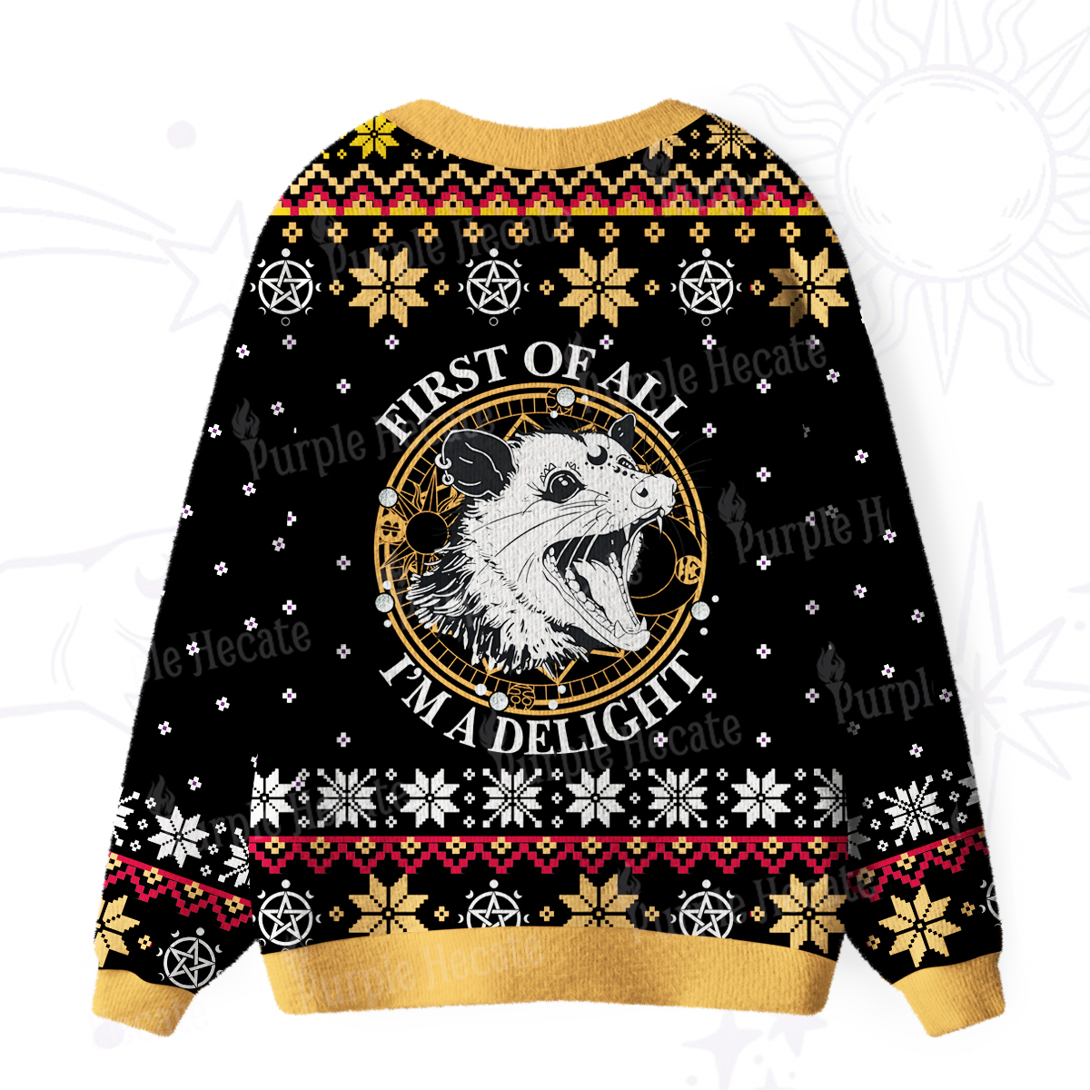 Purplehecate First Of All I'm A Delightful Opossum Ugly Cardigan Sweaters