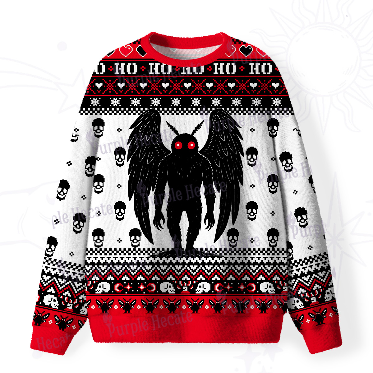Purplehecate The Mothmen Fuzzy Ugly Christmas Sweatshirt