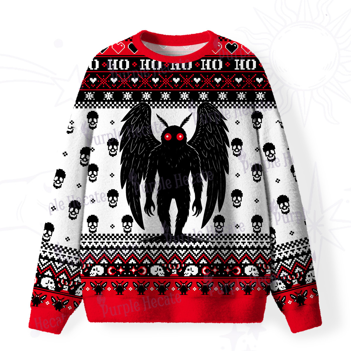 Purplehecate The Mothmen Fuzzy Ugly Christmas Sweatshirt