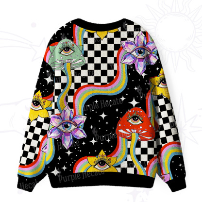 Purplehecate Enchanted Mushroom Eye Blossom Ugly Cardigan Sweaters