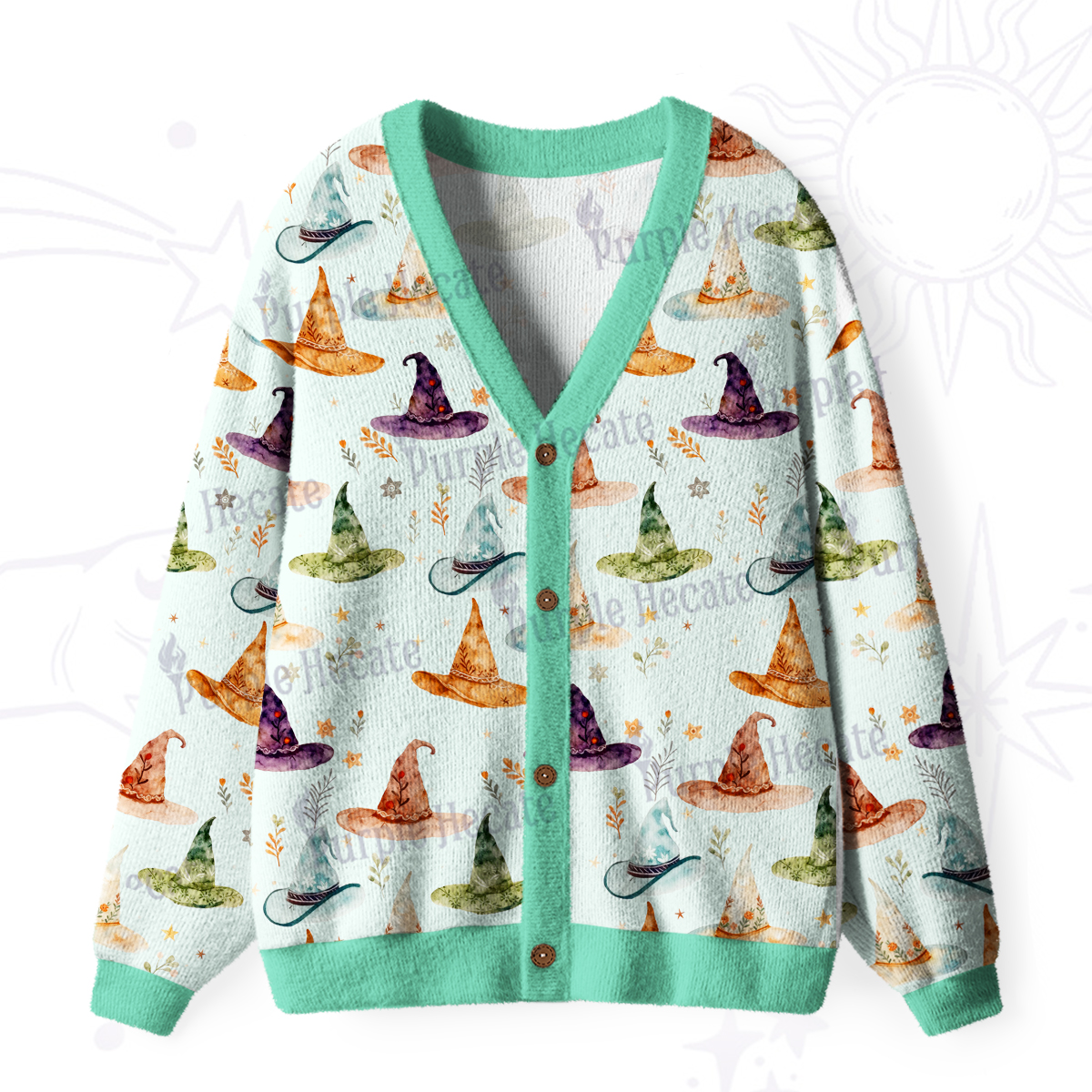 Purplehecate Witch Hat Ugly Cardigan Sweaters