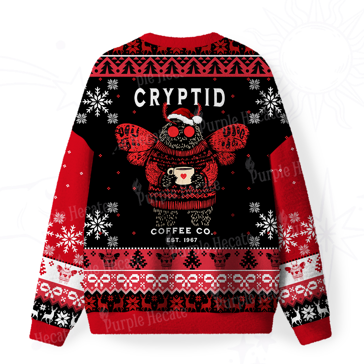 Purplehecate Holiday Monster Mug Fuzzy Ugly Christmas Sweatshirt