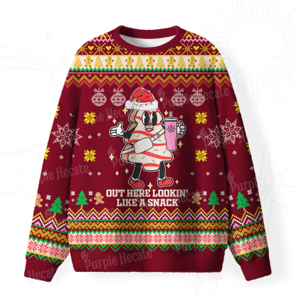 Purplehecate Out Here Lookin' Like A Snack Fuzzy Ugly Christmas Sweatshirt