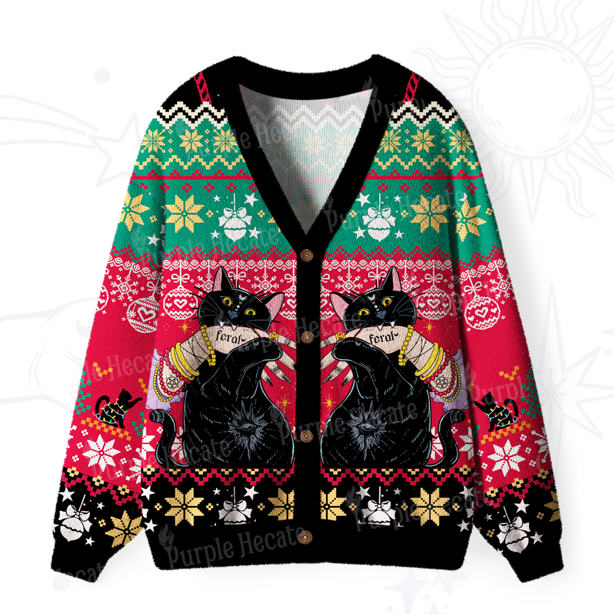 Purplehecate Feral Cat Ugly Cardigan Sweaters