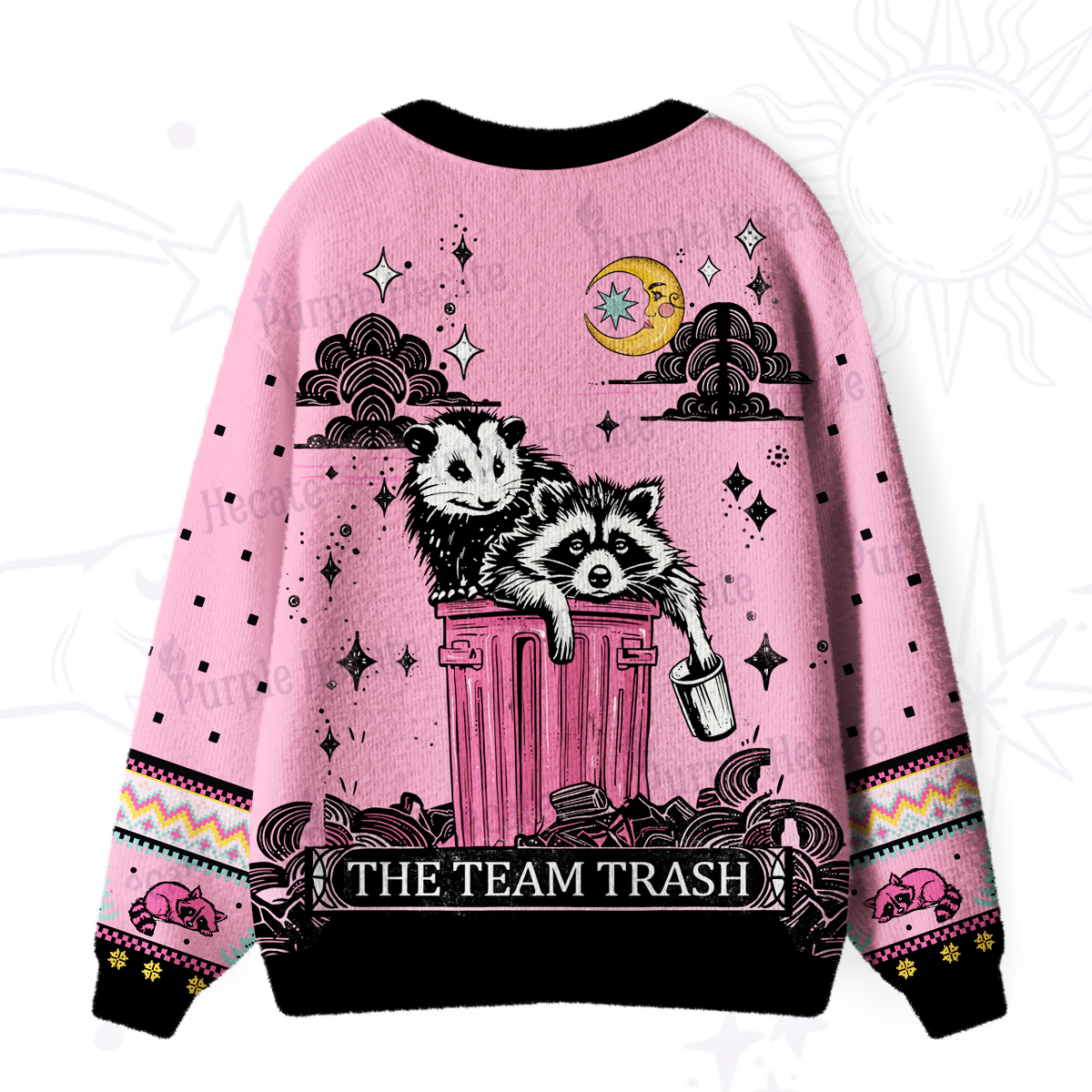 Purplehecate The Team Trash Raccoon & Possum Tarot Ugly Cardigan Sweaters
