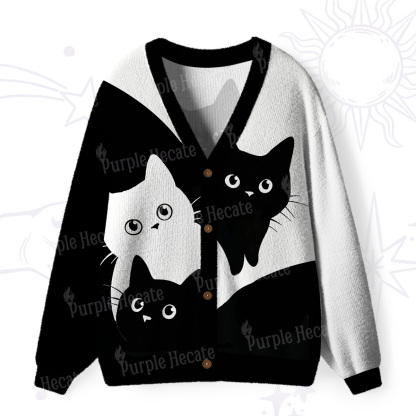 Purplehecate Curious Cats Ugly Cardigan Sweaters