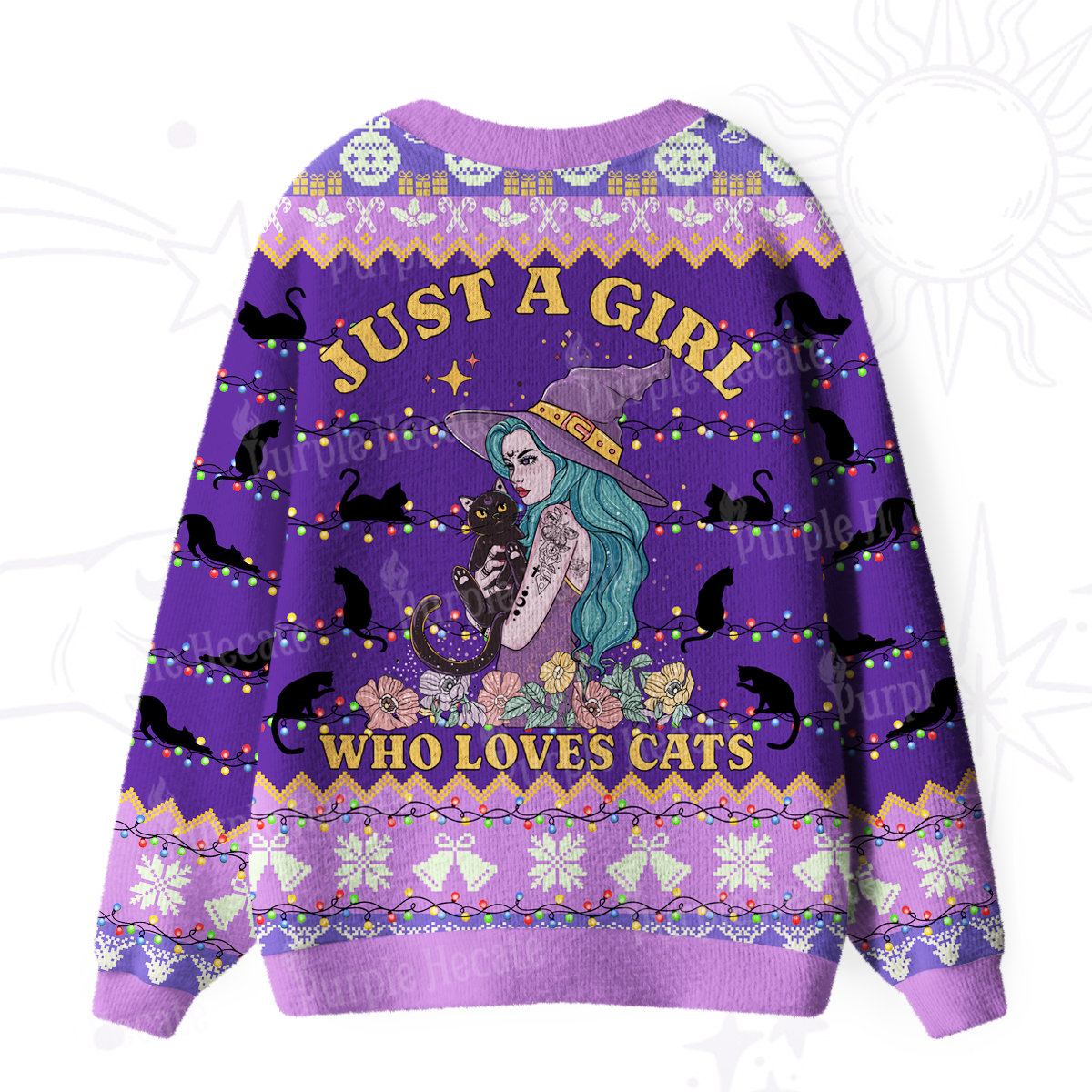 Purplehecate Just A Girl Who Loves Cats Ugly Cardigan Sweaters