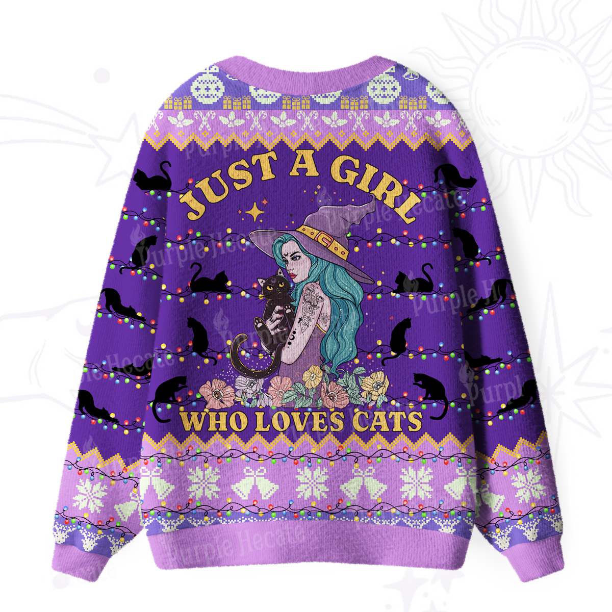 Purplehecate Just A Girl Who Loves Cats Ugly Cardigan Sweaters