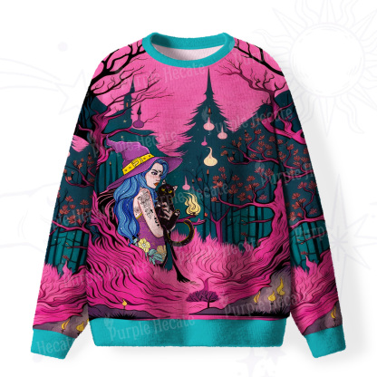 Purplehecate The Witch and Her Familia Fuzzy Ugly Christmas Sweatshirt