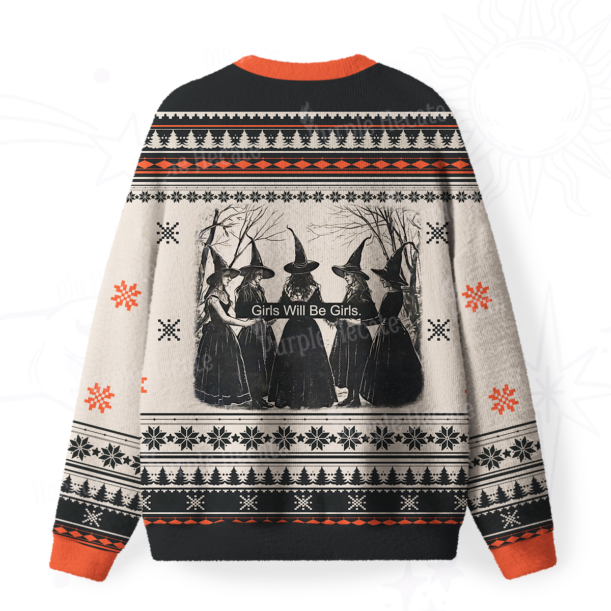 Purplehecate Girls Will Be Girls Witch Fuzzy Ugly Christmas Sweatshirt