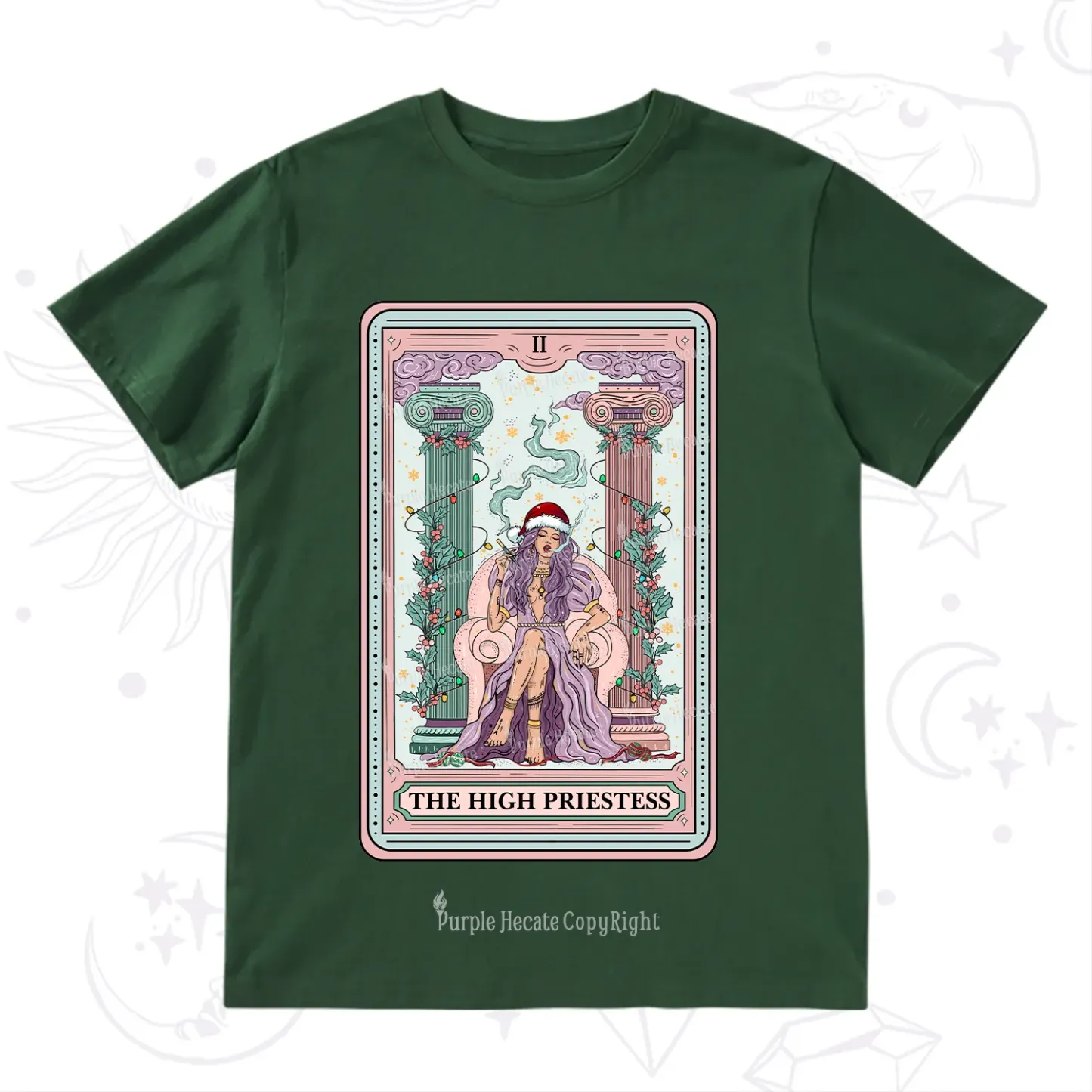 Purplehecate The High Priestess Tarot Card Christmas T-Shirt