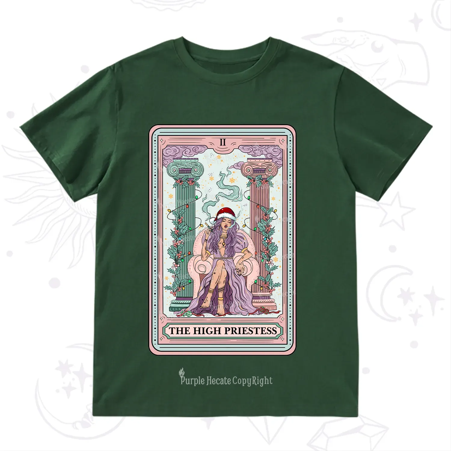 Purplehecate The High Priestess Tarot Card Christmas T-Shirt