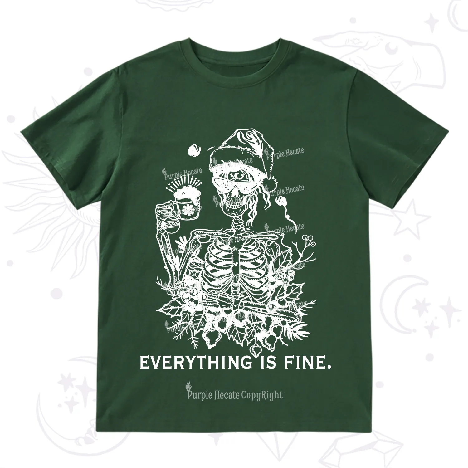 Purplehecate Everything Is Fine Christmas T-Shirt