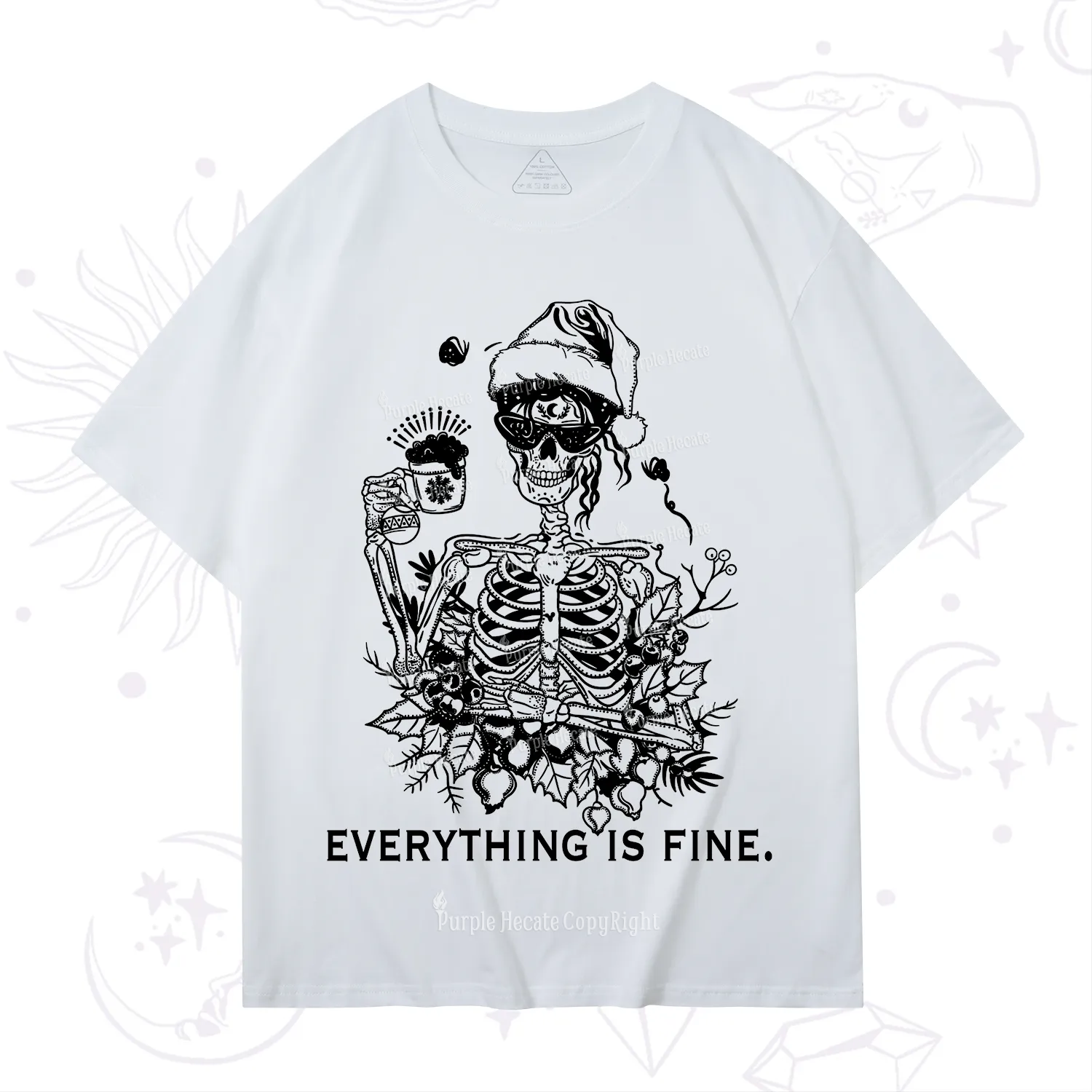 Purplehecate Everything Is Fine Christmas T-Shirt
