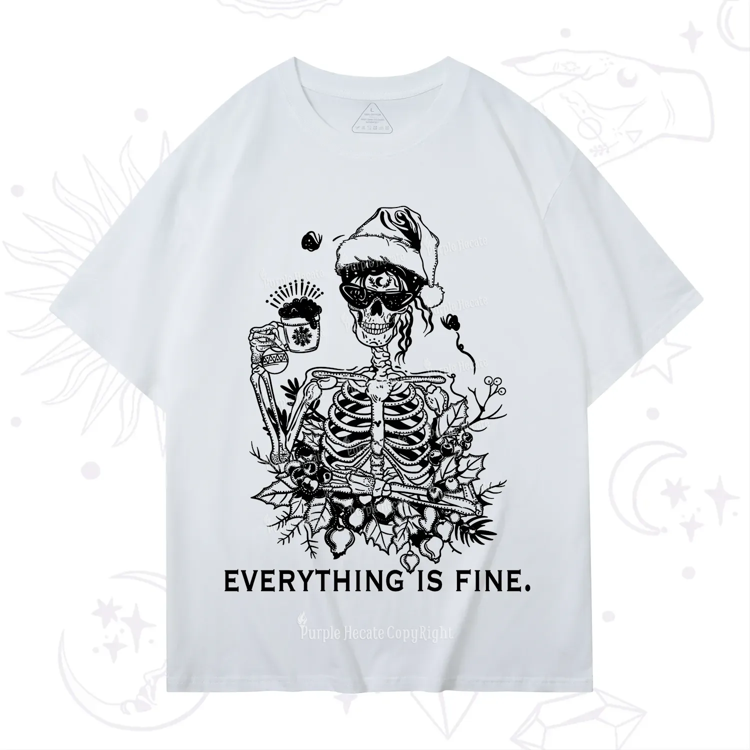 Purplehecate Everything Is Fine Christmas T-Shirt