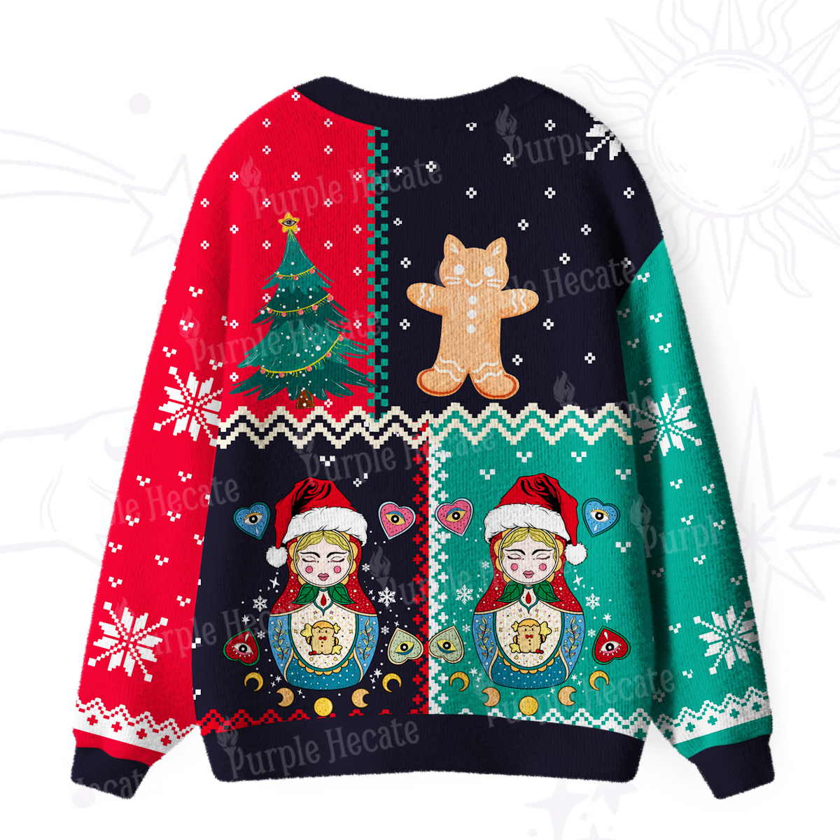 Purplehecate Nesting Doll Ugly Cardigan Sweaters