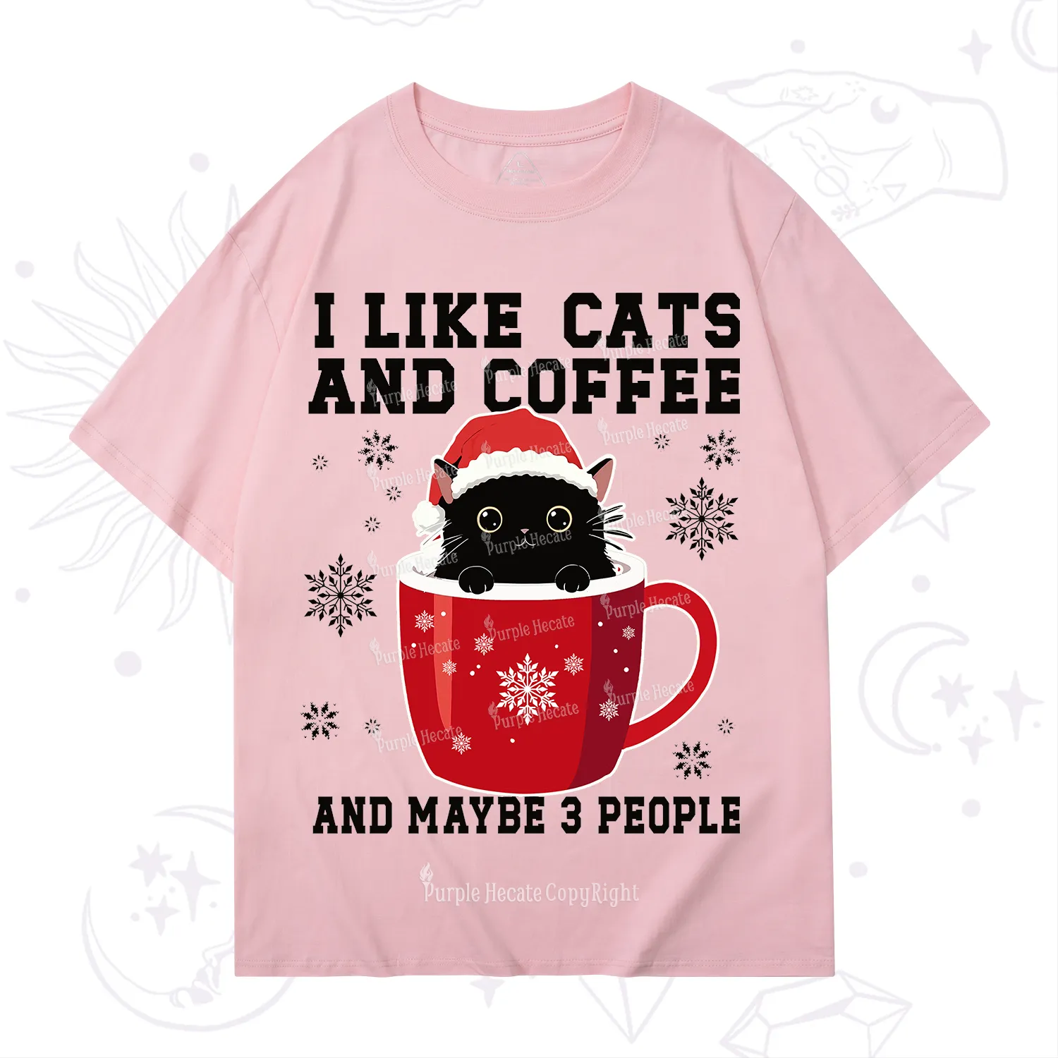 Purplehecate I like Cats And Coffee Christmas T-Shirt