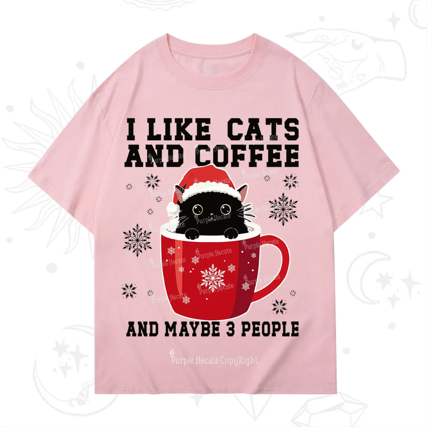 Purplehecate I like Cats And Coffee Christmas T-Shirt