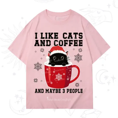 Purplehecate I like Cats And Coffee Christmas T-Shirt