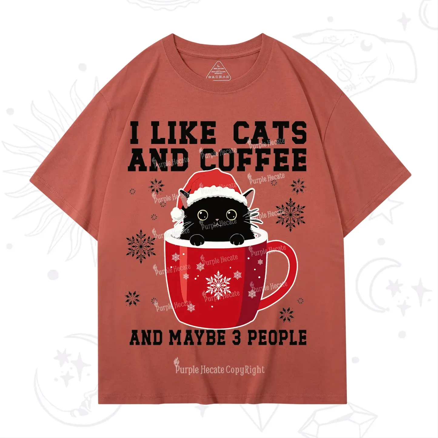 Purplehecate I like Cats And Coffee Christmas T-Shirt