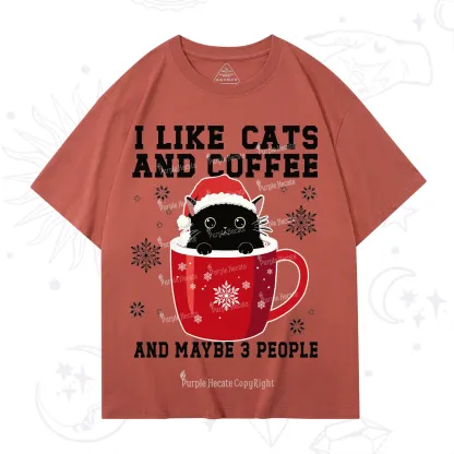 Purplehecate I like Cats And Coffee Christmas T-Shirt