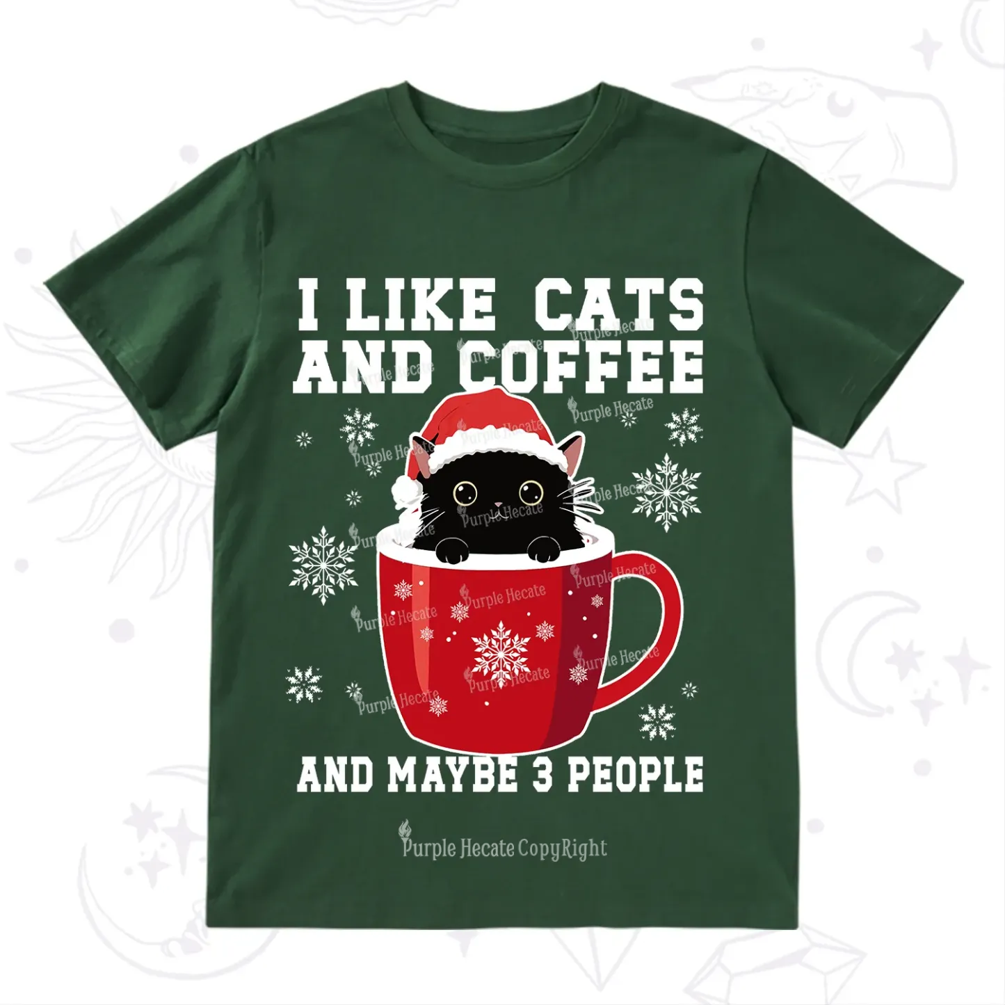 Purplehecate I like Cats And Coffee Christmas T-Shirt