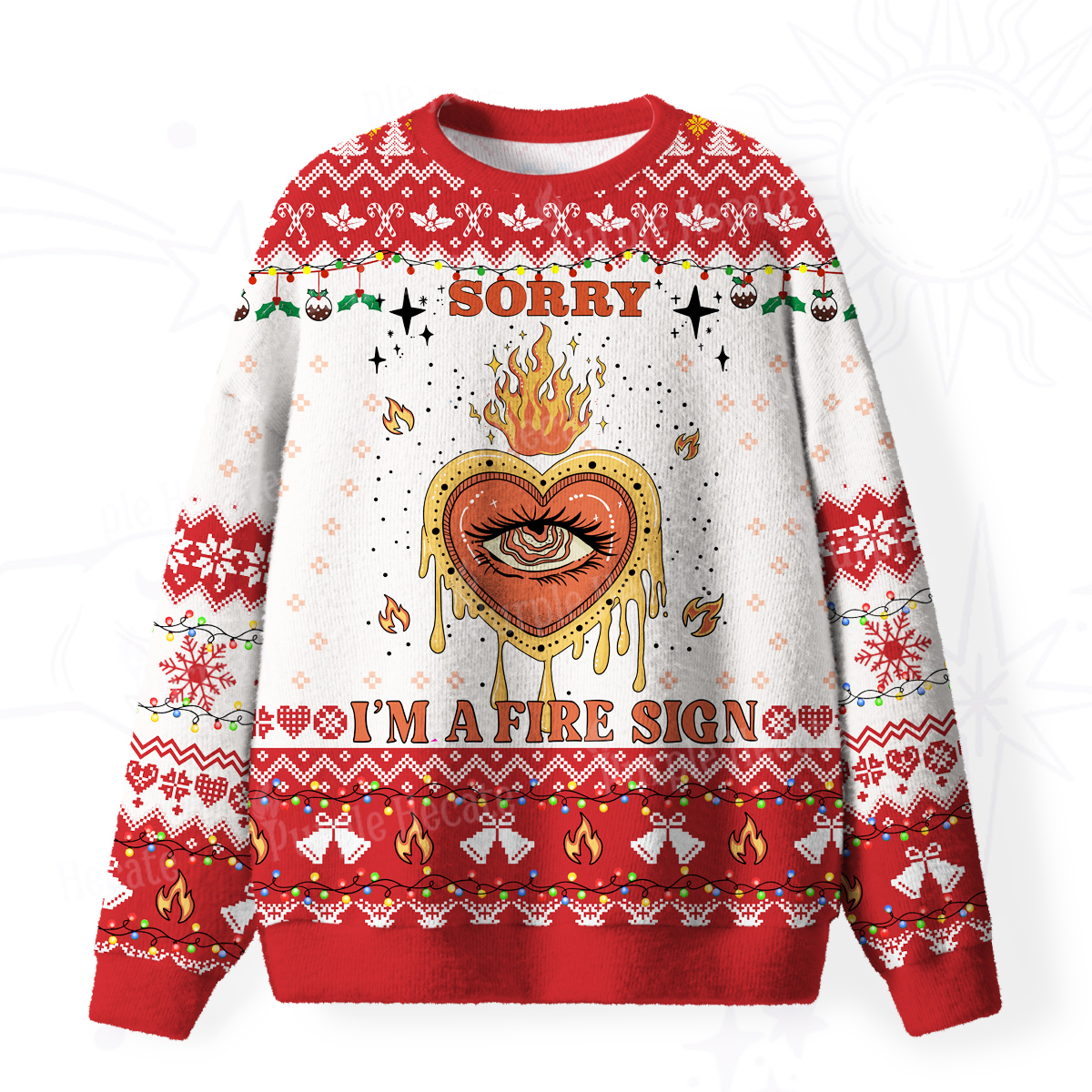 Purplehecate Sorry I'm A Fire Sign Fuzzy Ugly Christmas Sweatshirt