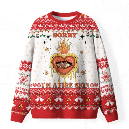 Purplehecate Sorry I'm A Fire Sign Fuzzy Ugly Christmas Sweatshirt