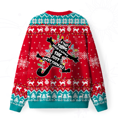 Purplehecate Nine Lives Gone Wrong Fuzzy Ugly Christmas Sweatshirt