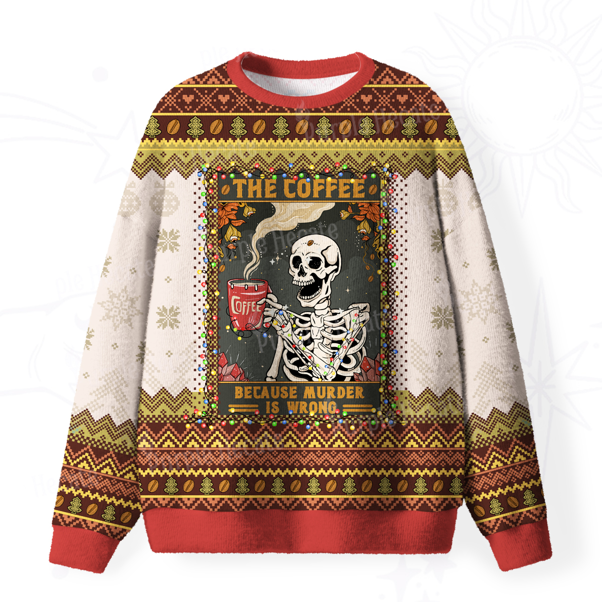 Purplehecate The Coffee Because Murder Is Wrong Oracle Card Fuzzy Ugly Christmas Sweatshirt