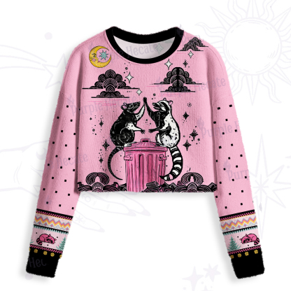 Purplehecate The Team Trash Opossum Tarot Crop Fuzzy Ugly Sweatshirt