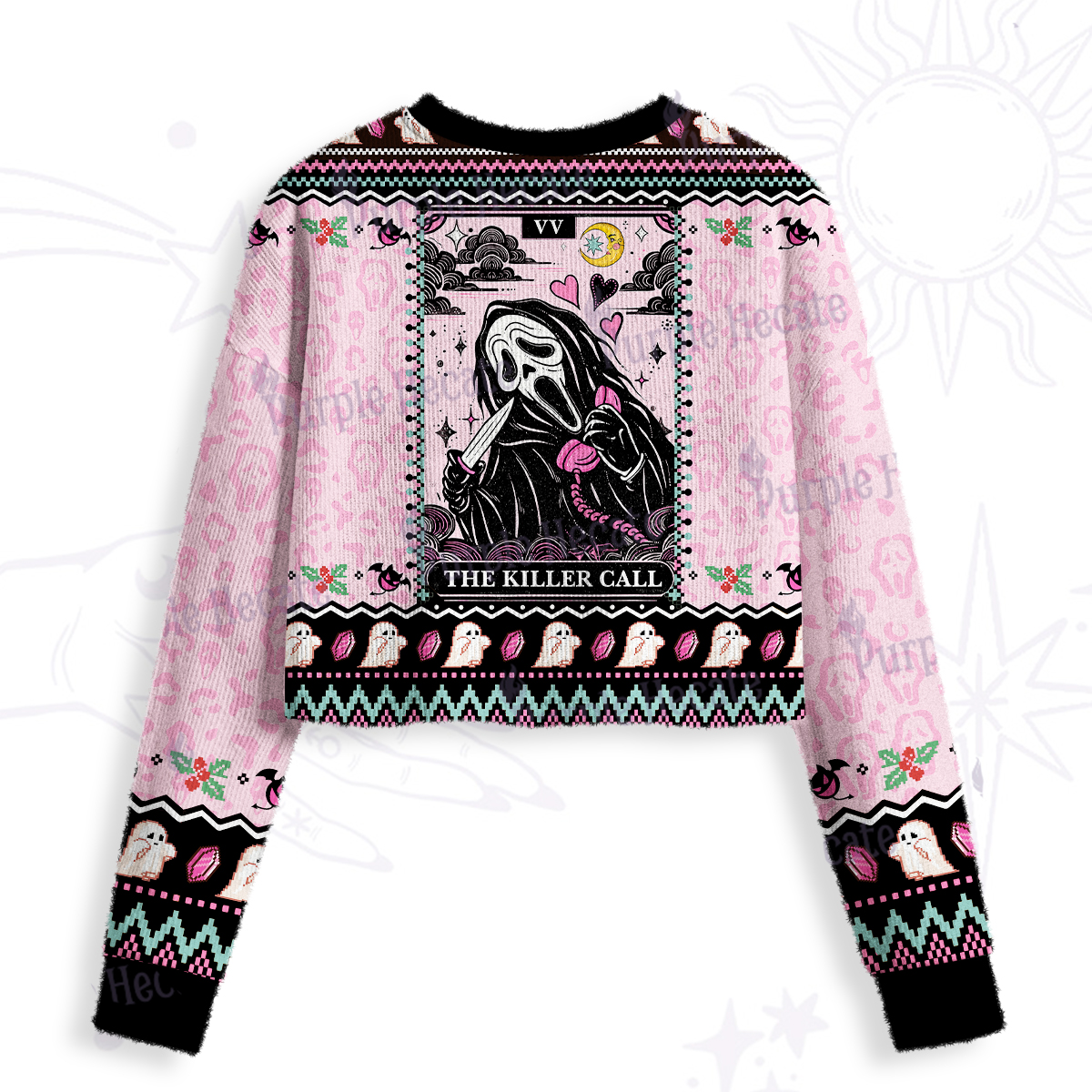 Purplehecate The Killer Call Crop Fuzzy Ugly Sweatshirt