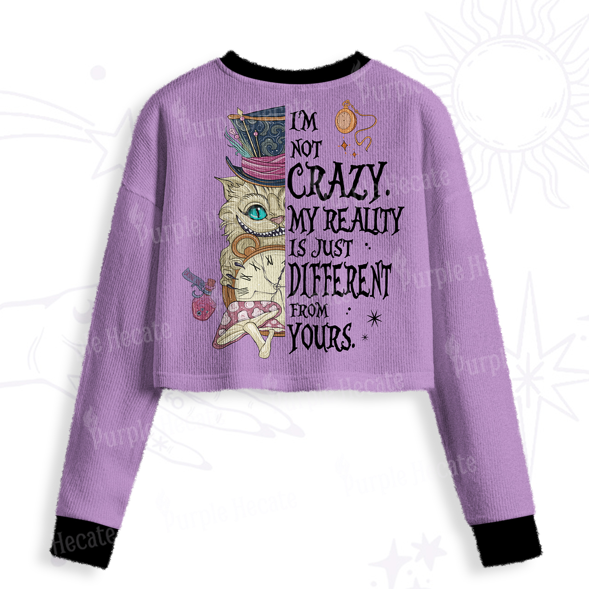 Purplehecate I'm Not Crazy My Reality Is Just Different From Crop Fuzzy Ugly Sweatshirt