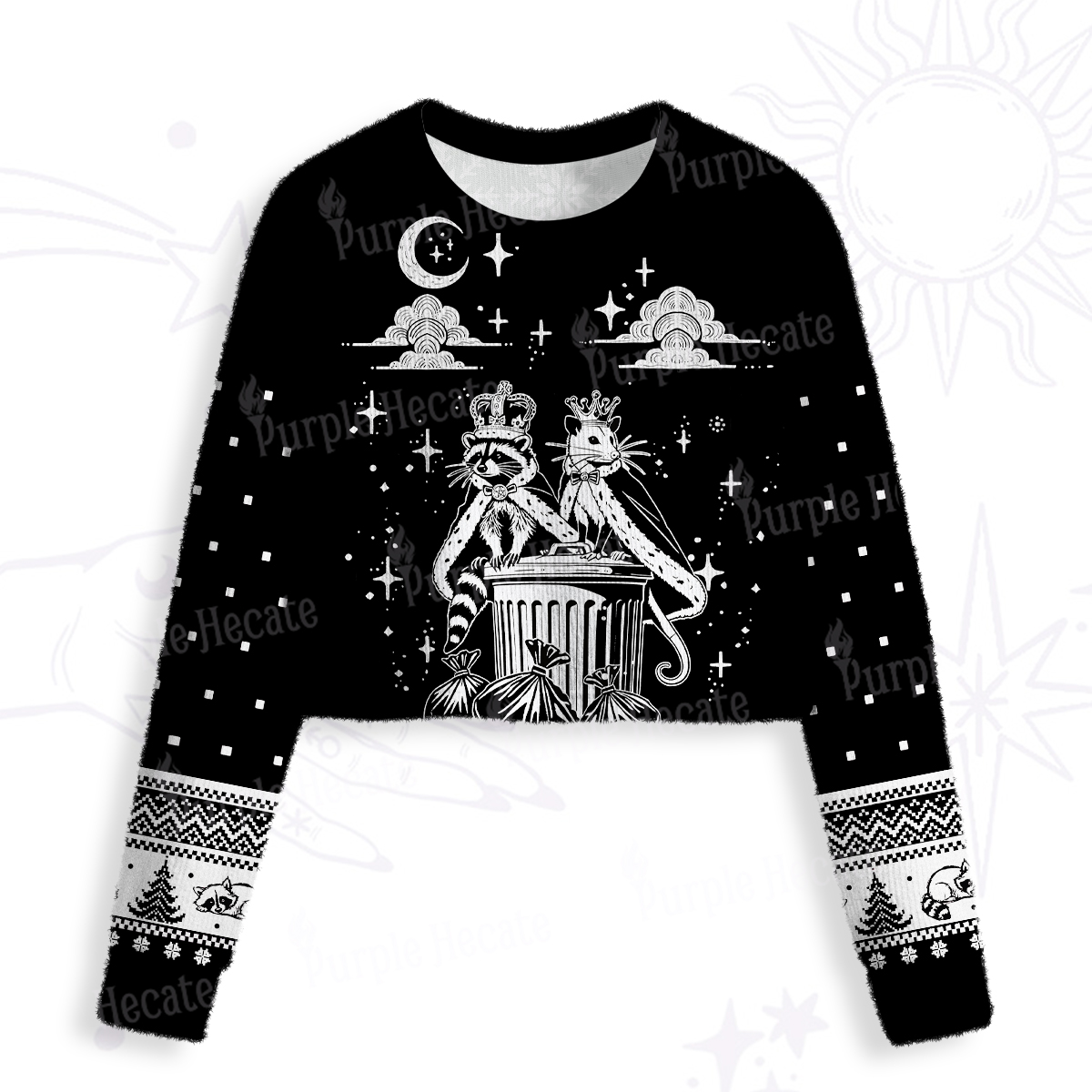 Purplehecate The Team Trash Kingdom Crop Fuzzy Ugly Sweatshirt