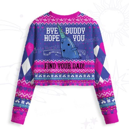 Purplehecate Good Luck Buddy Whale Crop Fuzzy Ugly Sweatshirt