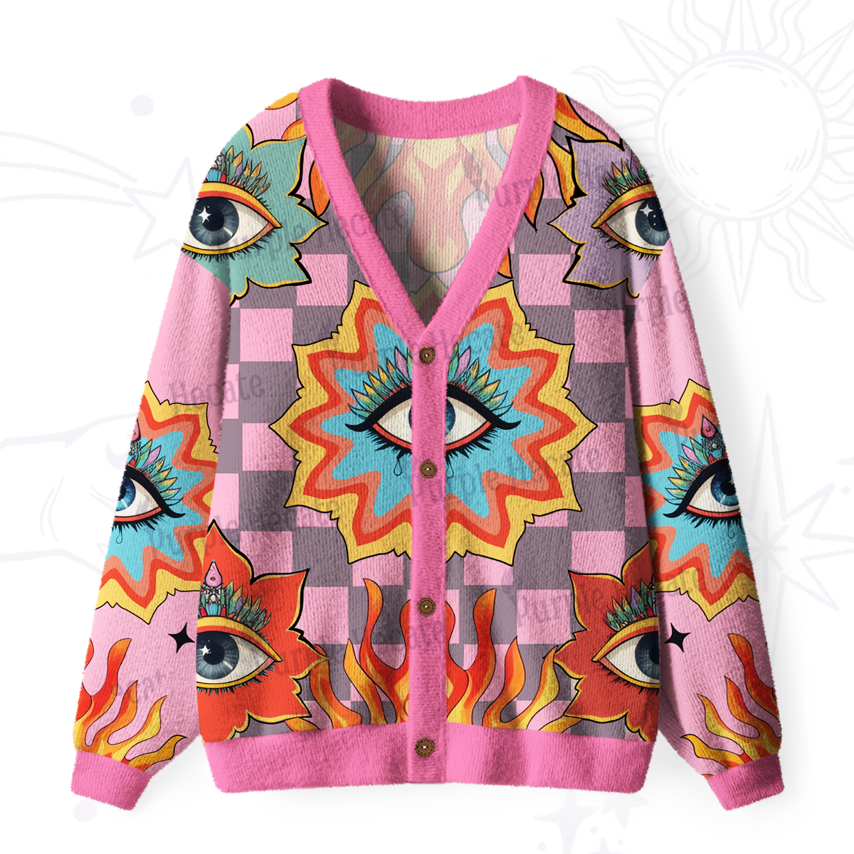 Purplehecate Awakening Flame Ugly Cardigan Sweaters