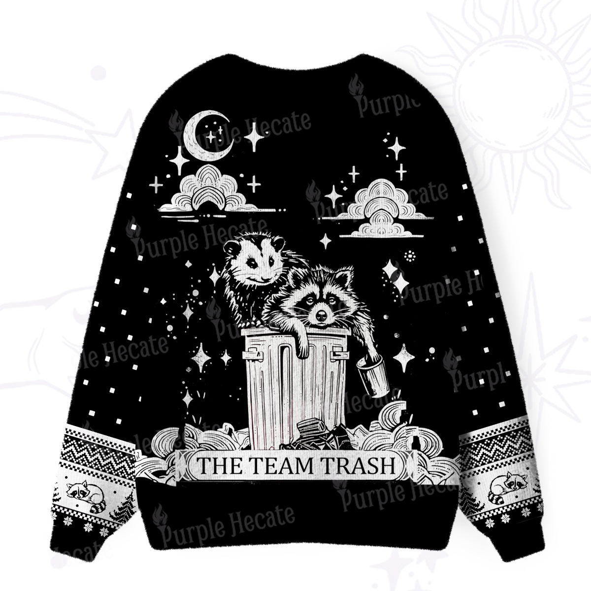 Purplehecate The Team Trash Raccoon & Possum Ugly Cardigan Sweaters