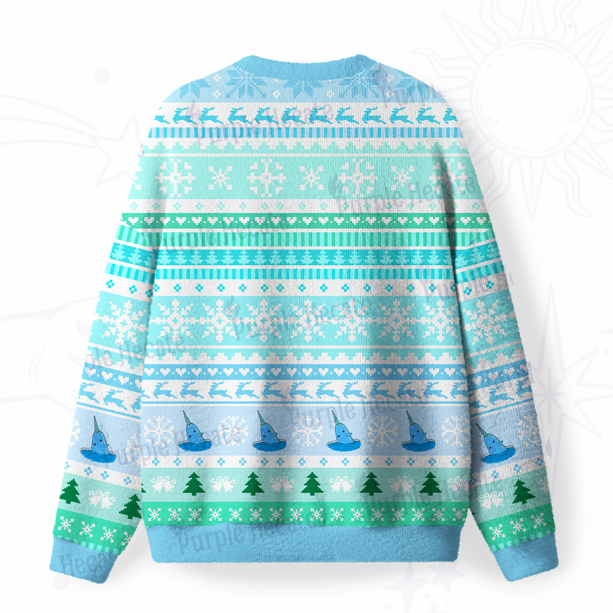 Purplehecate Good Luck Buddy Whale Fuzzy Ugly Christmas Sweatshirt