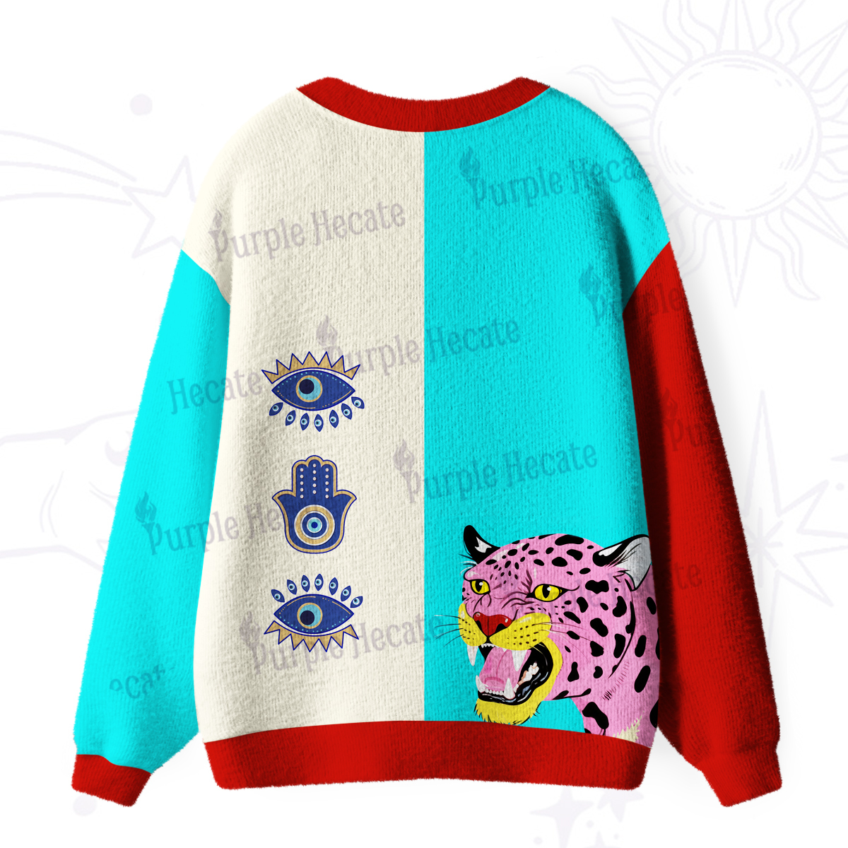 Purplehecate Savage Leopard Evil Eye Ugly Cardigan Sweaters