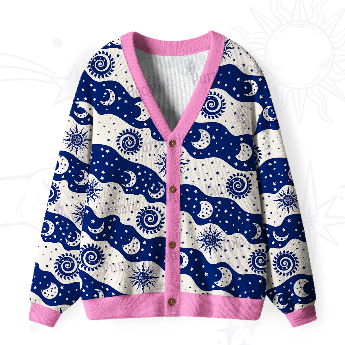 Purplehecate Starry Tides Ugly Cardigan Sweaters